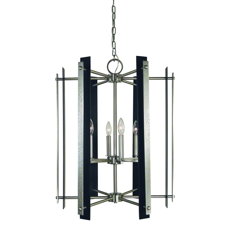 Framburg L1066 BN/MBLACK Bucolic Six Light Chandelier, Brushed Nickel with Matte Black Accents