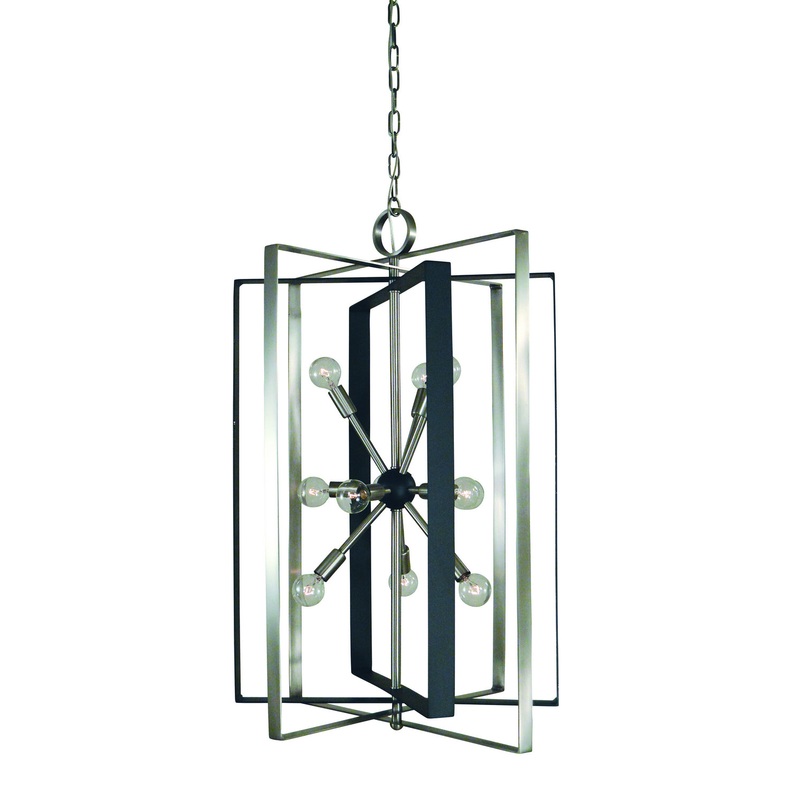 Framburg L1091 BN/MBLACK Interstellar 11 Light Chandelier, Brushed Nickel with Matte Black Accents