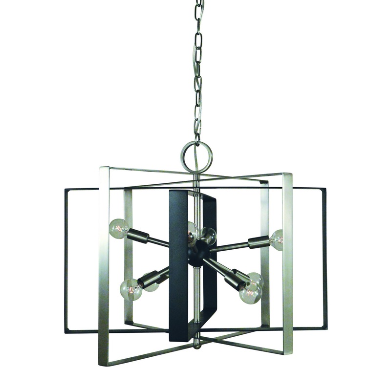 Framburg L1096 BN/MBLACK Interstellar Eight Light Chandelier, Brushed Nickel with Matte Black Accents