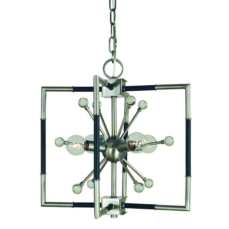 Framburg L1114 BN/MBLACK Zeta Four Light Dual Mount, Brushed Nickel with Matte Black Accents