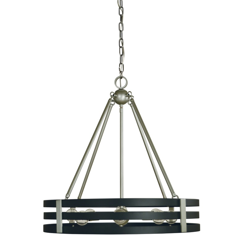 Framburg L1123 SP/MBLACK Luxe Eight Light Chandelier, Satin Pewter/Matte Black