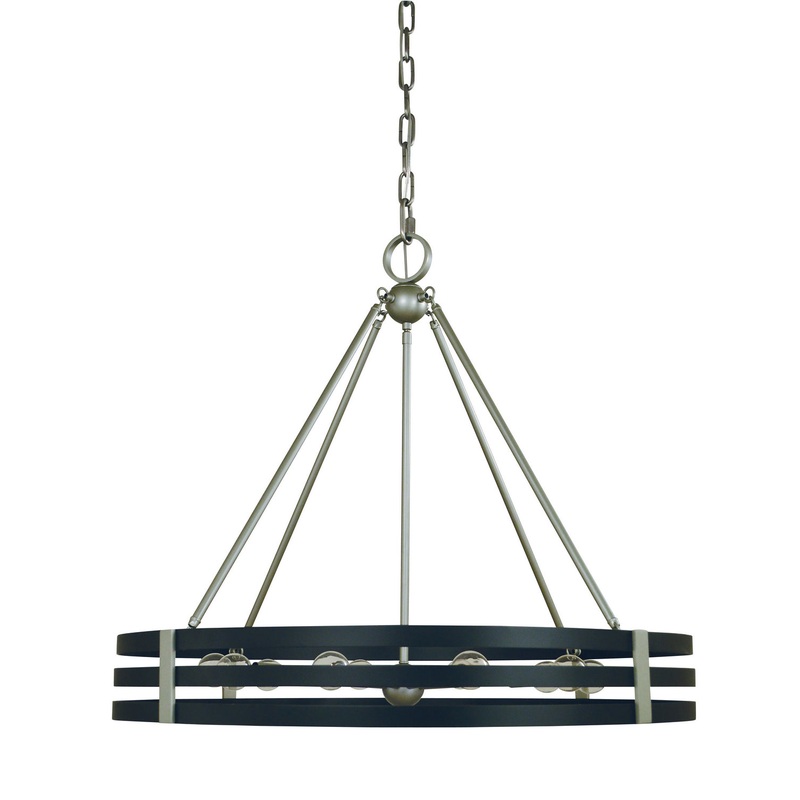 Framburg L1125 SP/MBLACK Luxe Ten Light Chandelier, Satin Pewter/Matte Black