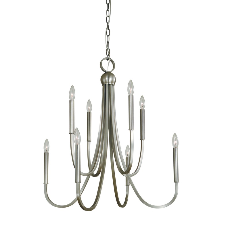 Framburg L1129 BN Alexandria Eight Light Chandelier, Brushed Nickel