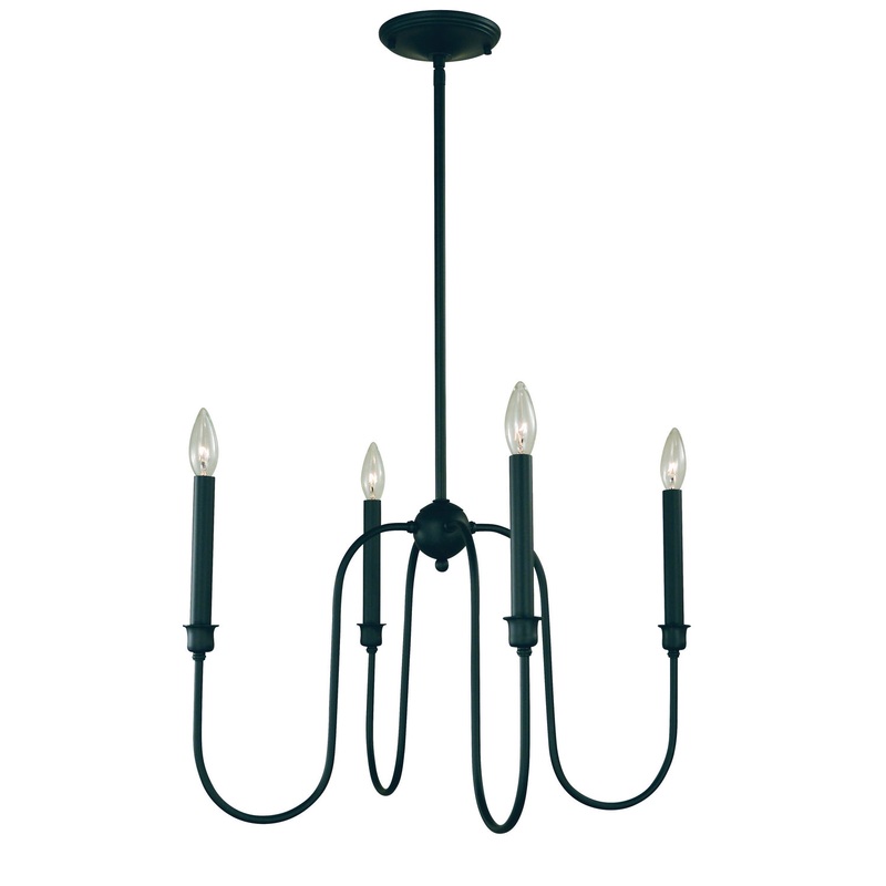 Framburg L1134 MBLACK Jasper Four Light Chandelier, Matte Black