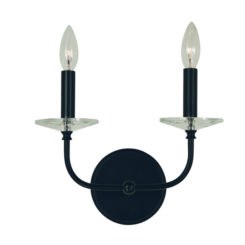 Framburg L1162 MBLACK Ashley Two Light Wall Sconce, Matte Black