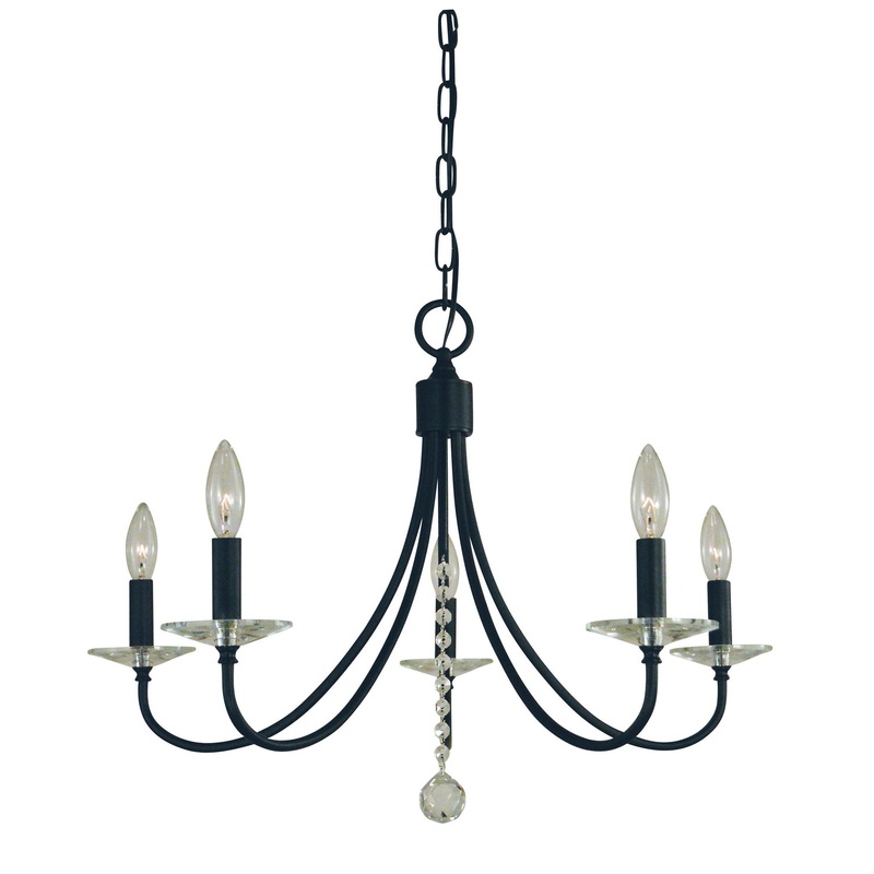 Framburg L1165 MBLACK Ashley Five Light Chandelier, Matte Black
