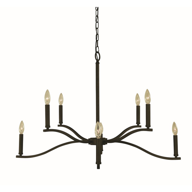 Framburg L1190 IRON Bridgeport Eight Light Chandelier, Iron