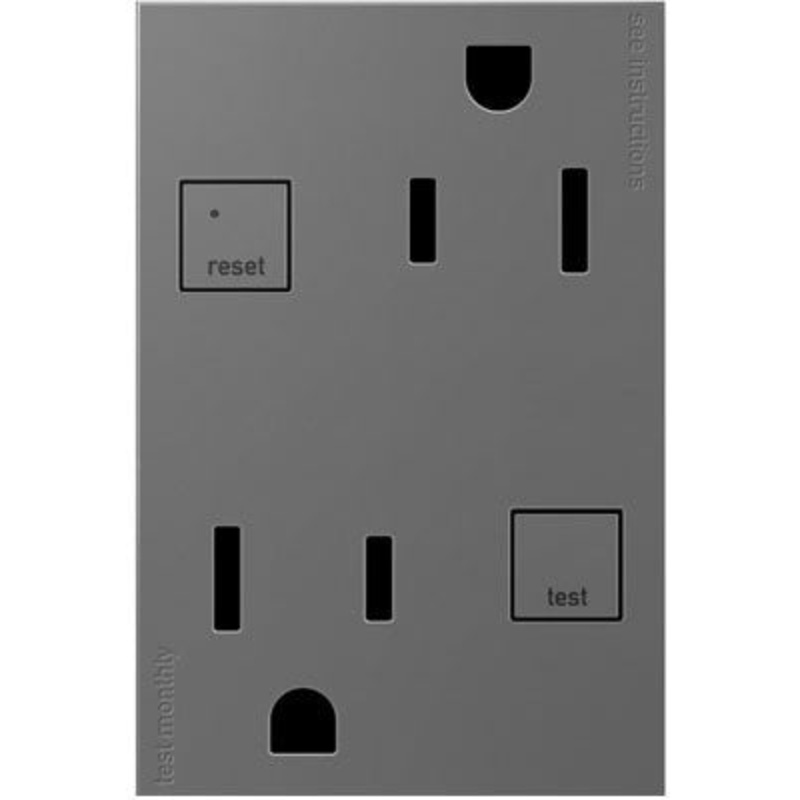 adorne AGFTR2153M4 Plus Size Tamper-Resistant 15A Duplex Self-Test GFCI Receptacles, Magnesium