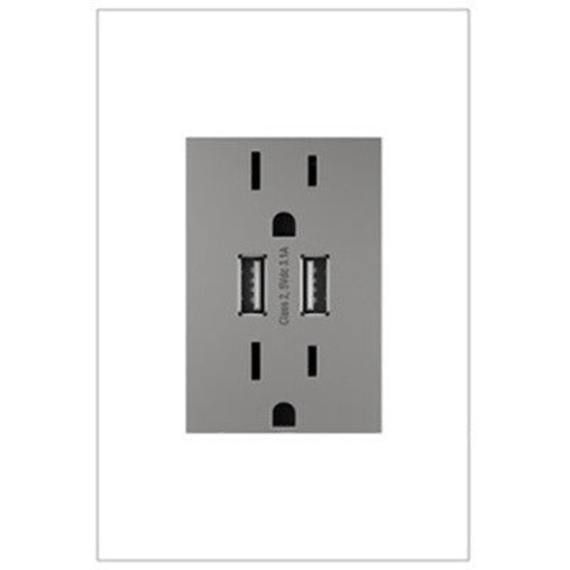 adorne ARTRUSB153M4 Dual-USB Outlet , Magnesium