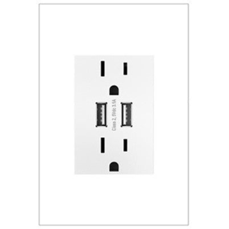 adorne ARTRUSB153W4 Dual-USB Outlet , White