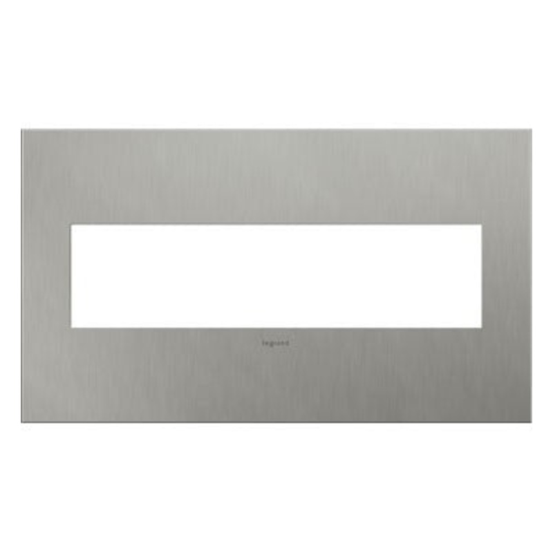 adorne AWC4GBS4 Brushed Stainless Steel Four-Gang Screwless Wall Plate