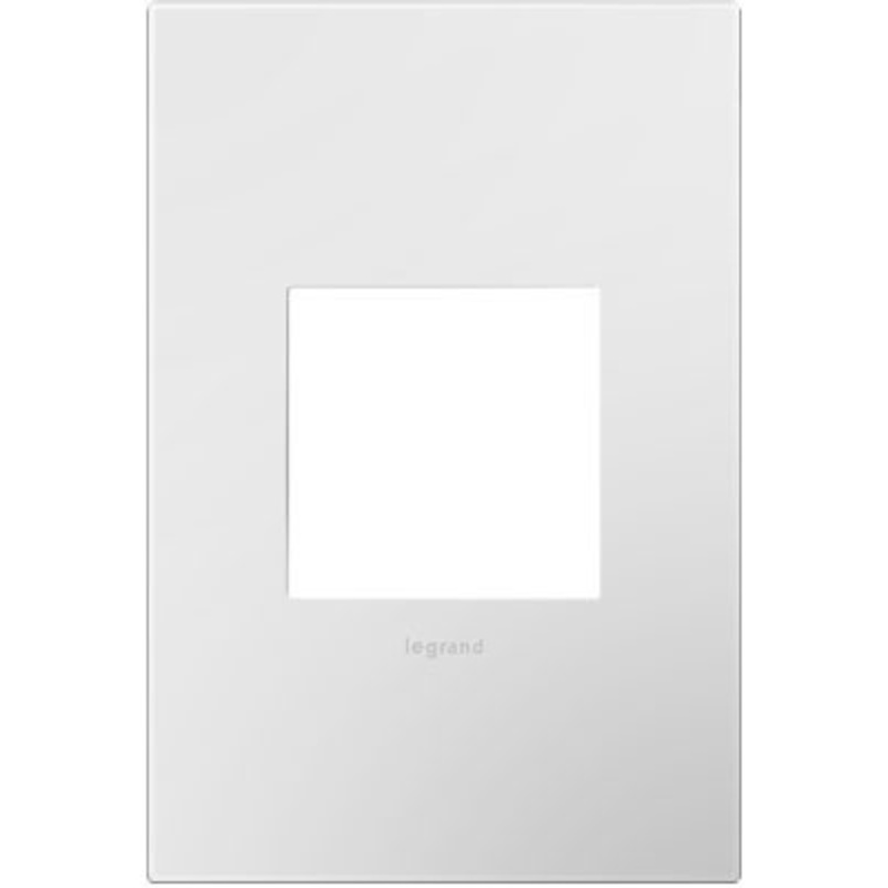adorne AWP1G2WHW10 Gloss White-on-White One-Gang Screwless Wall Plate with Microban