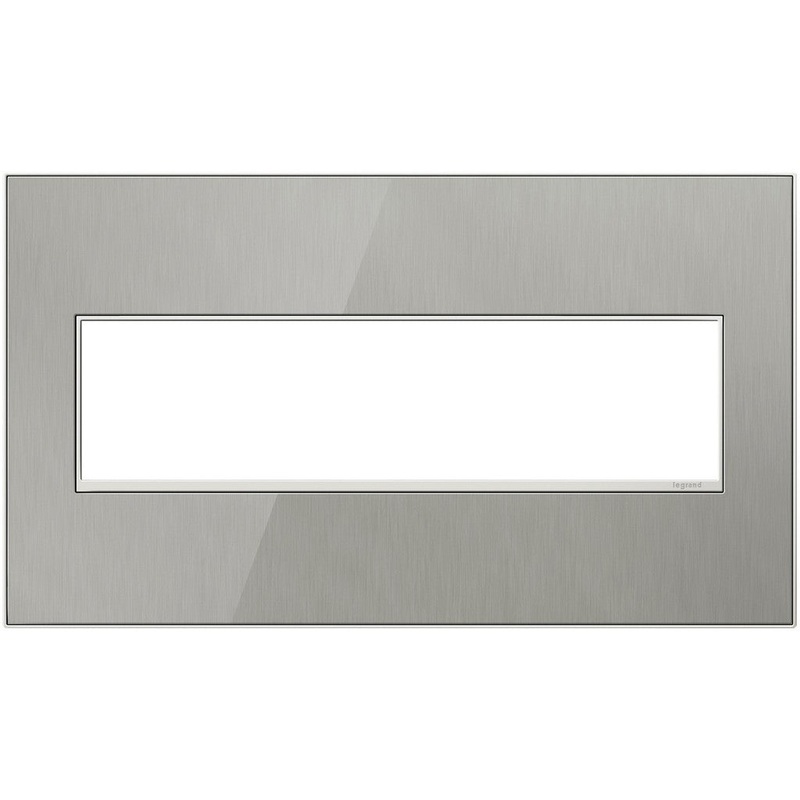 adorne AWM4GMS4 Brushed Stainless Four-Gang Screwless Wall Plate