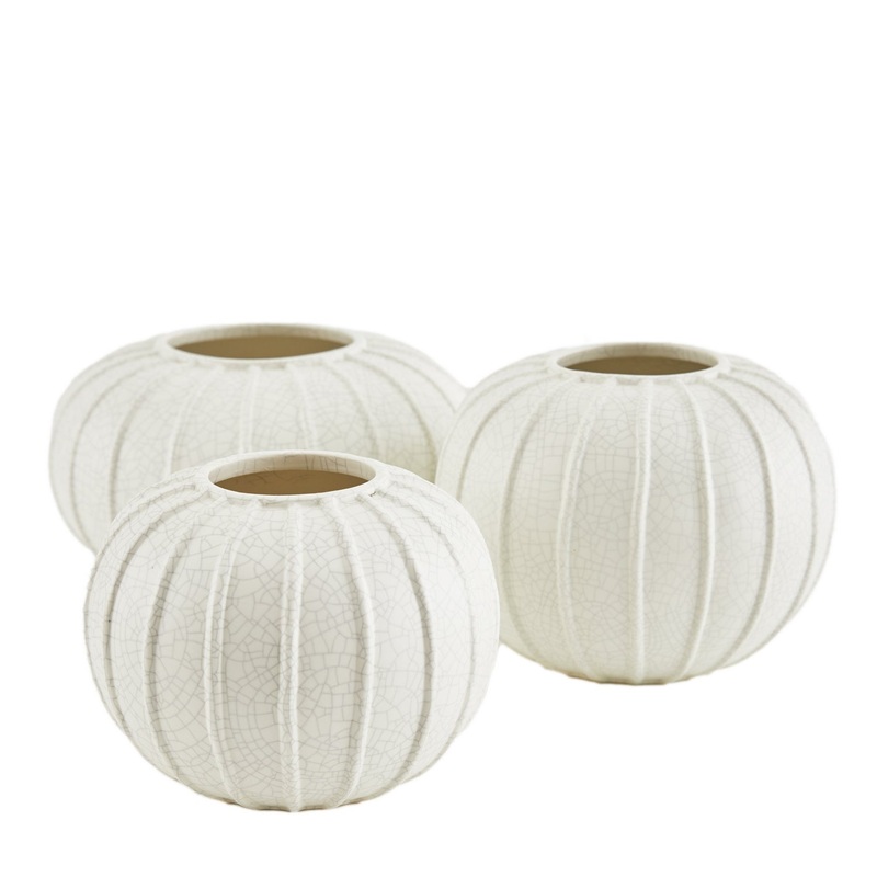 Arteriors 9313 Pompanos Vases, Set of 3 Ivory Crackle