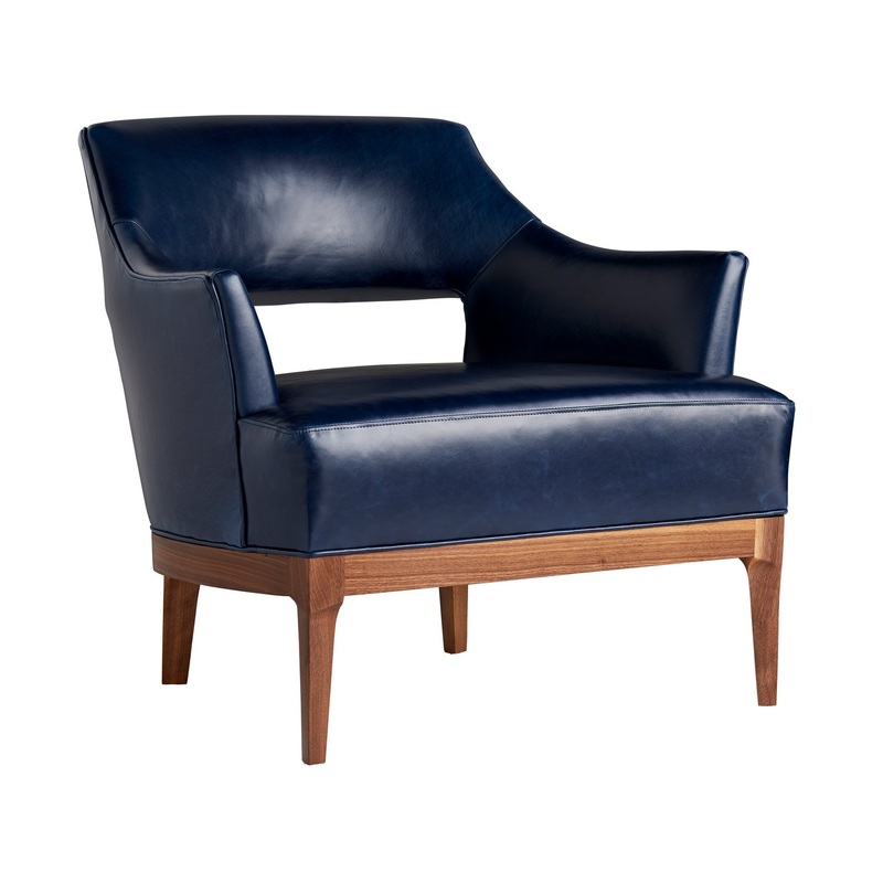 Arteriors 8152 Laurette Upholstery - Chair Indigo Leather/Walnut