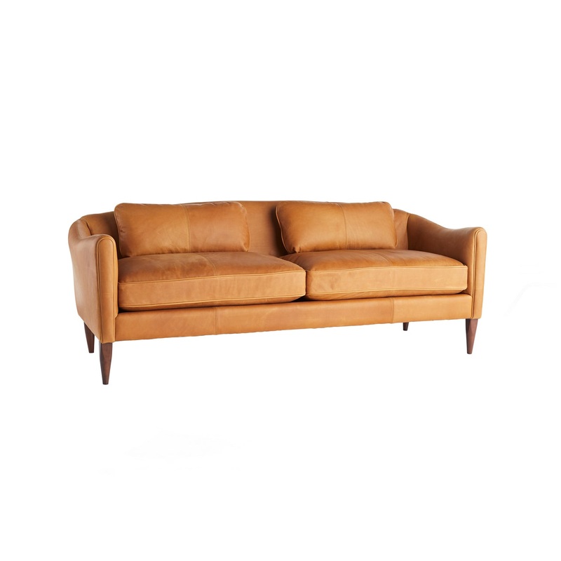 Arteriors 8154 Vincent Upholstery - Sofa Butterscotch Leather/Dark Walnut