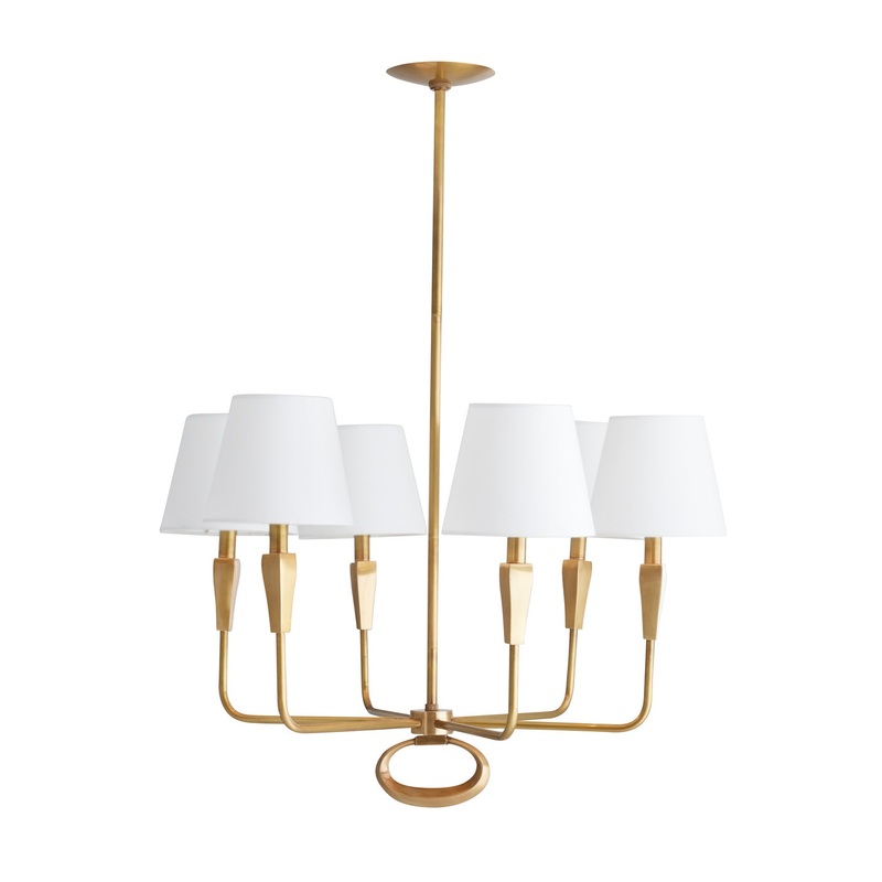 Arteriors 82018 Jeremiah Six Light Chandelier Vintage Brass