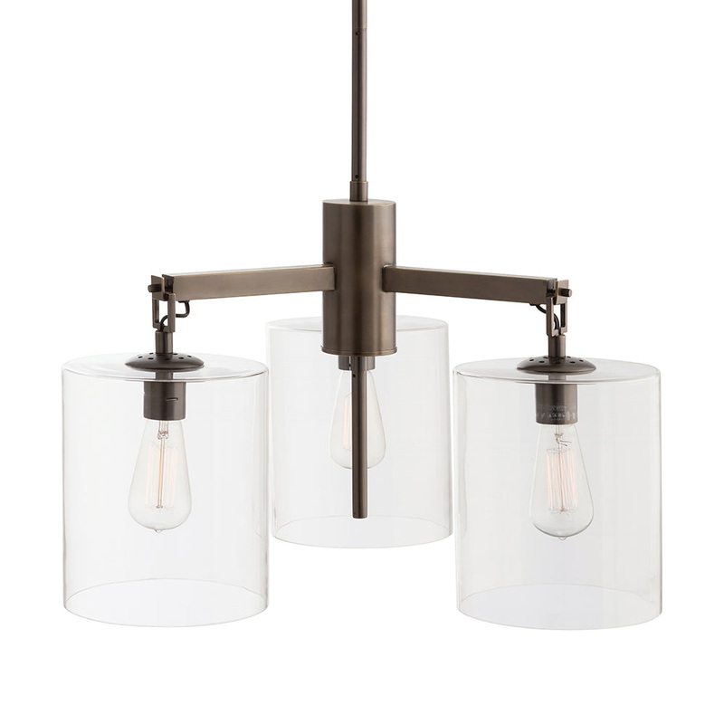 Arteriors 89033 Parrish Three Light Chandelier Antique Bronze/Clear Glass (Discontinued)