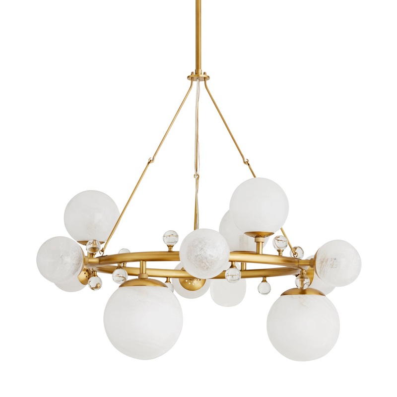 Arteriors 89447 Troon 12 Light Chandelier Antique Brass
