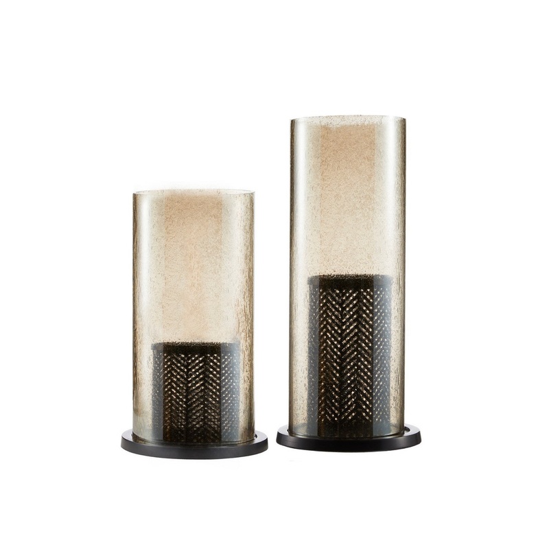 Arteriors ACI05 Dabney Hurricanes, Set of 2 Smoke Luster/Bronze/Bronze